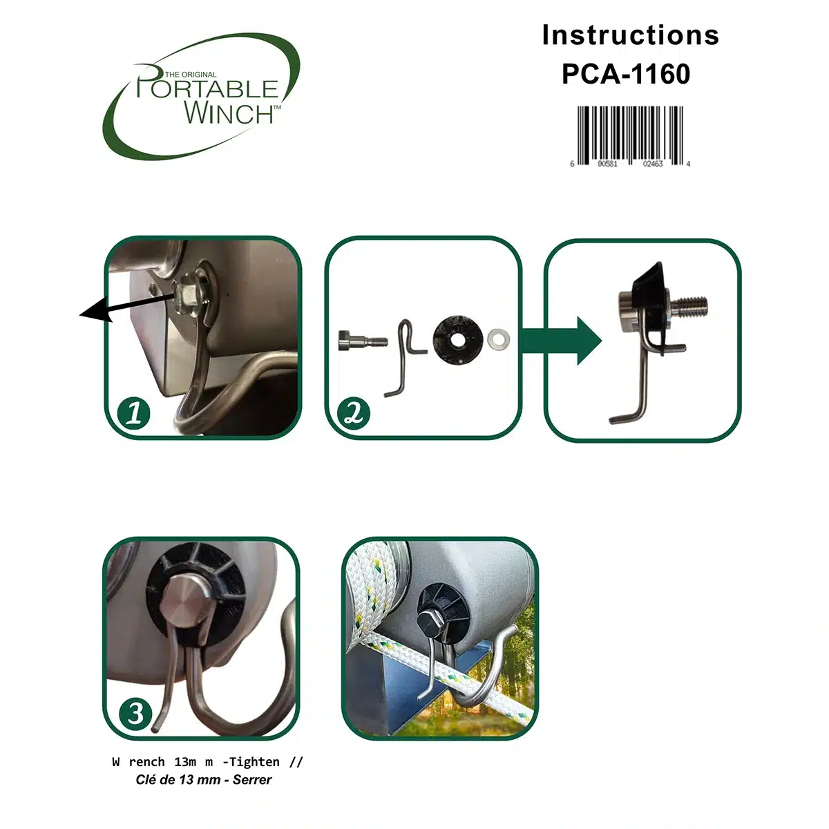 Ohjeet: Portable Winch PCA-1160 köysikoukku jännitelangalla