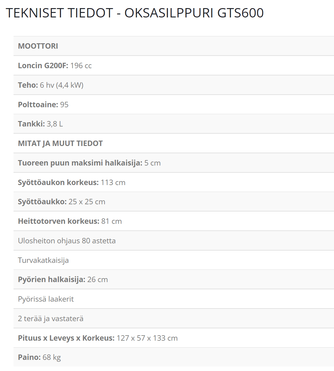 Oksasilppuri polttomoottorilla GTS600 - Image 3
